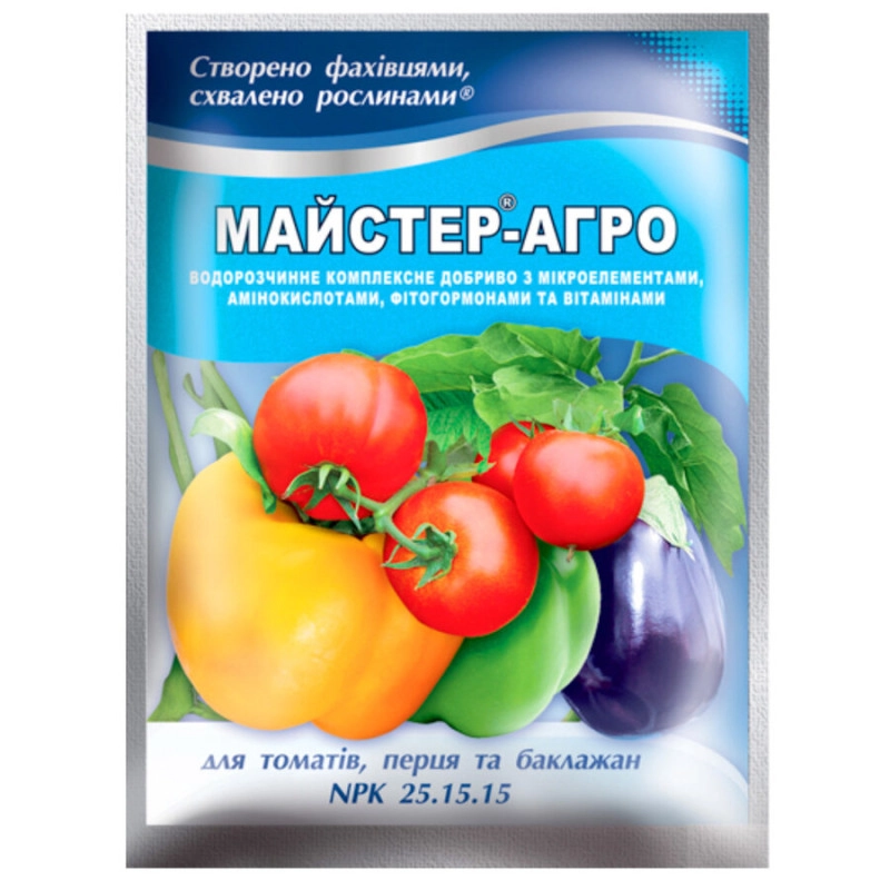 2841305811_dobrivo-majster-agro-dlya-800x800 Добриво Майстер-агро для томатів, перцю і баклажанів 100 г - Зображення 1